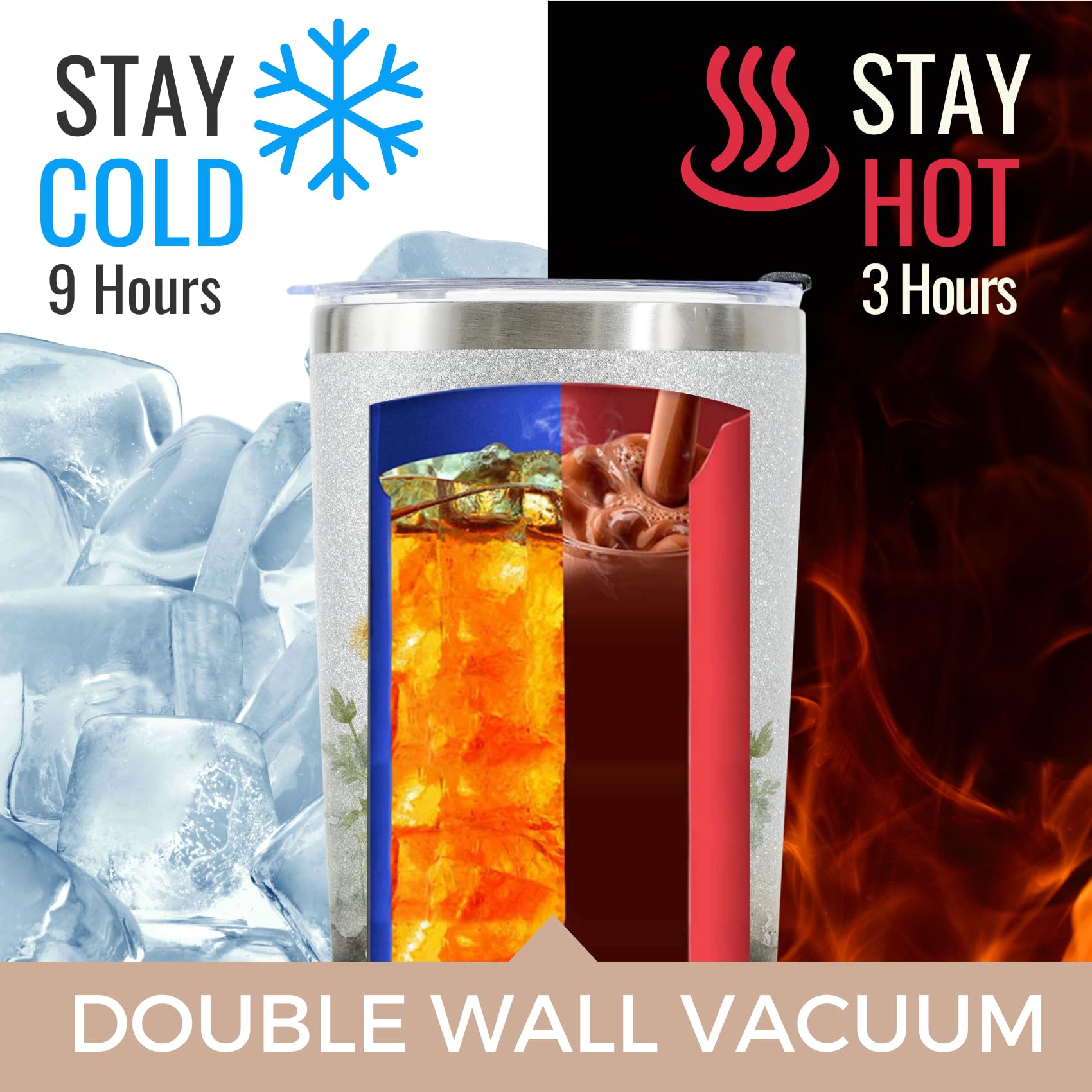 Onebttl Bunny Glitter Tumbler for outdoor adventures: spill-proof lid supports carefree use.