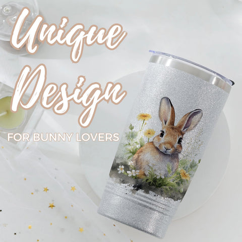 Onebttl Bunny Glitter Tumbler with Straw: easy sipping during workouts and commutes.