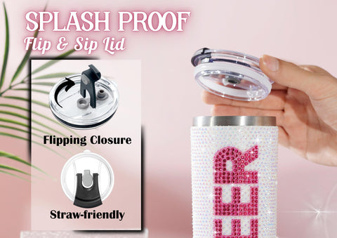 Onebttl Cheerleader tumbler with straw and lid for mess-free sipping.