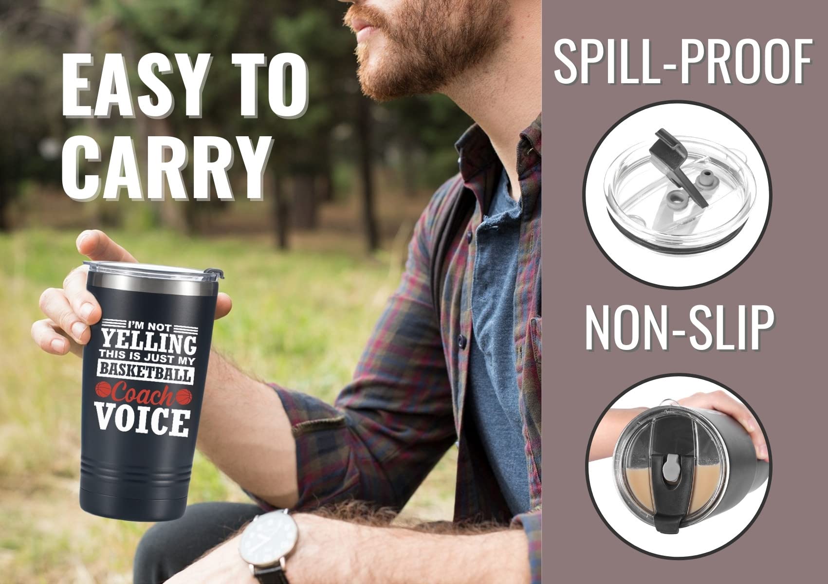 Onebttl mug with double-wall insulation keeps drinks at preferred temperature.