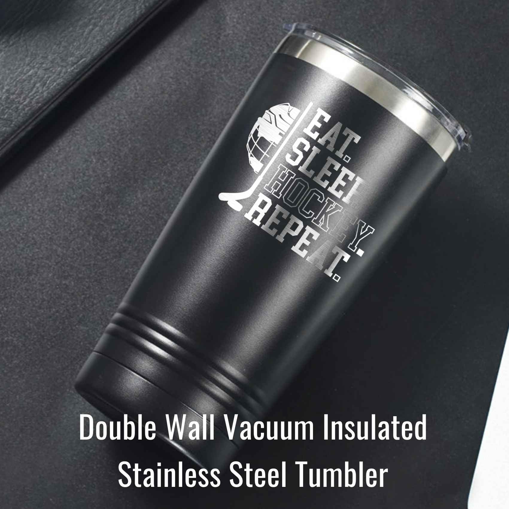 Onebttl tumbler displays durable hockey artwork on stainless steel