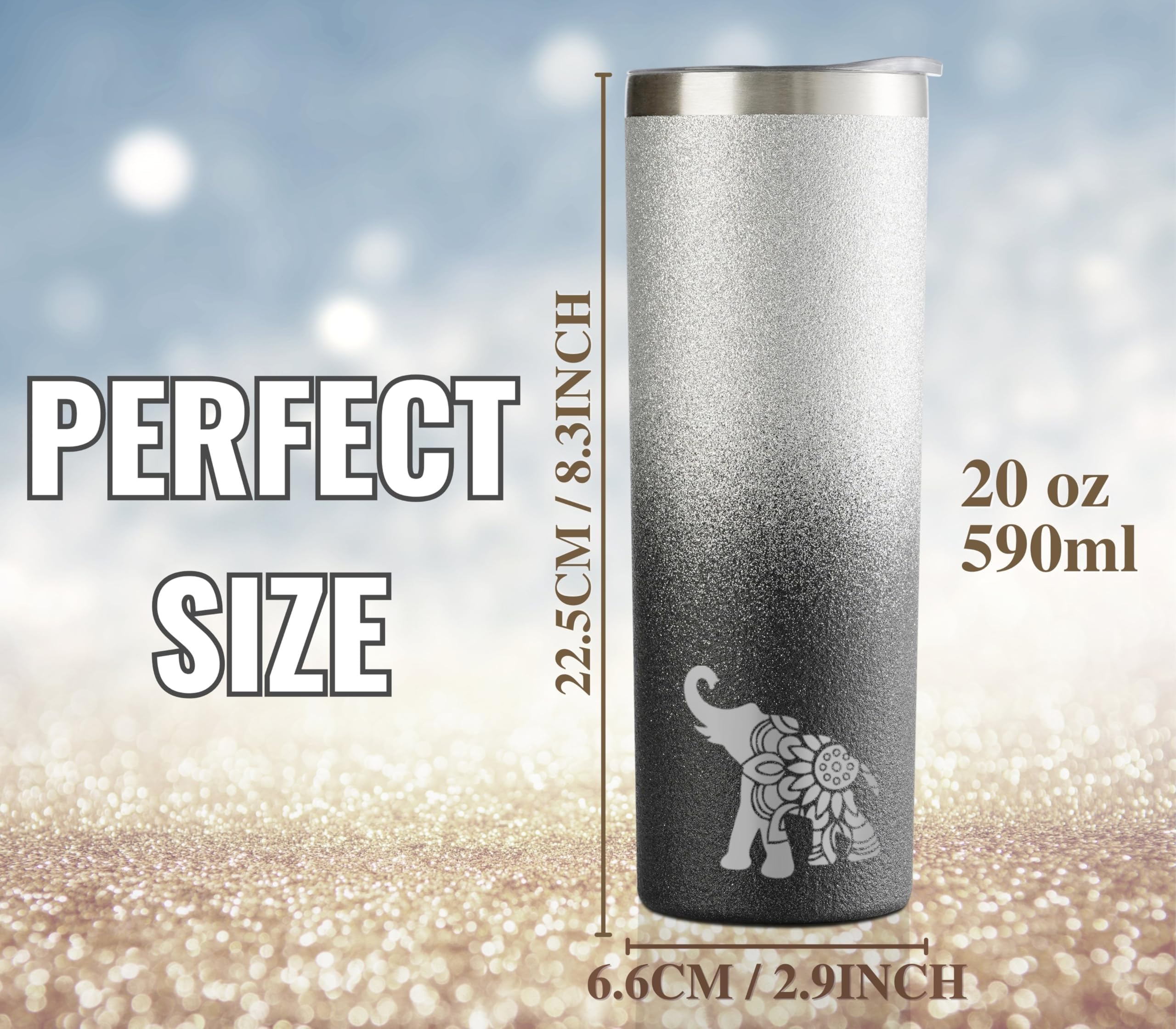 Onebttl elephant tumbler with lid and straw for easy, mess-free on-the-go sipping.