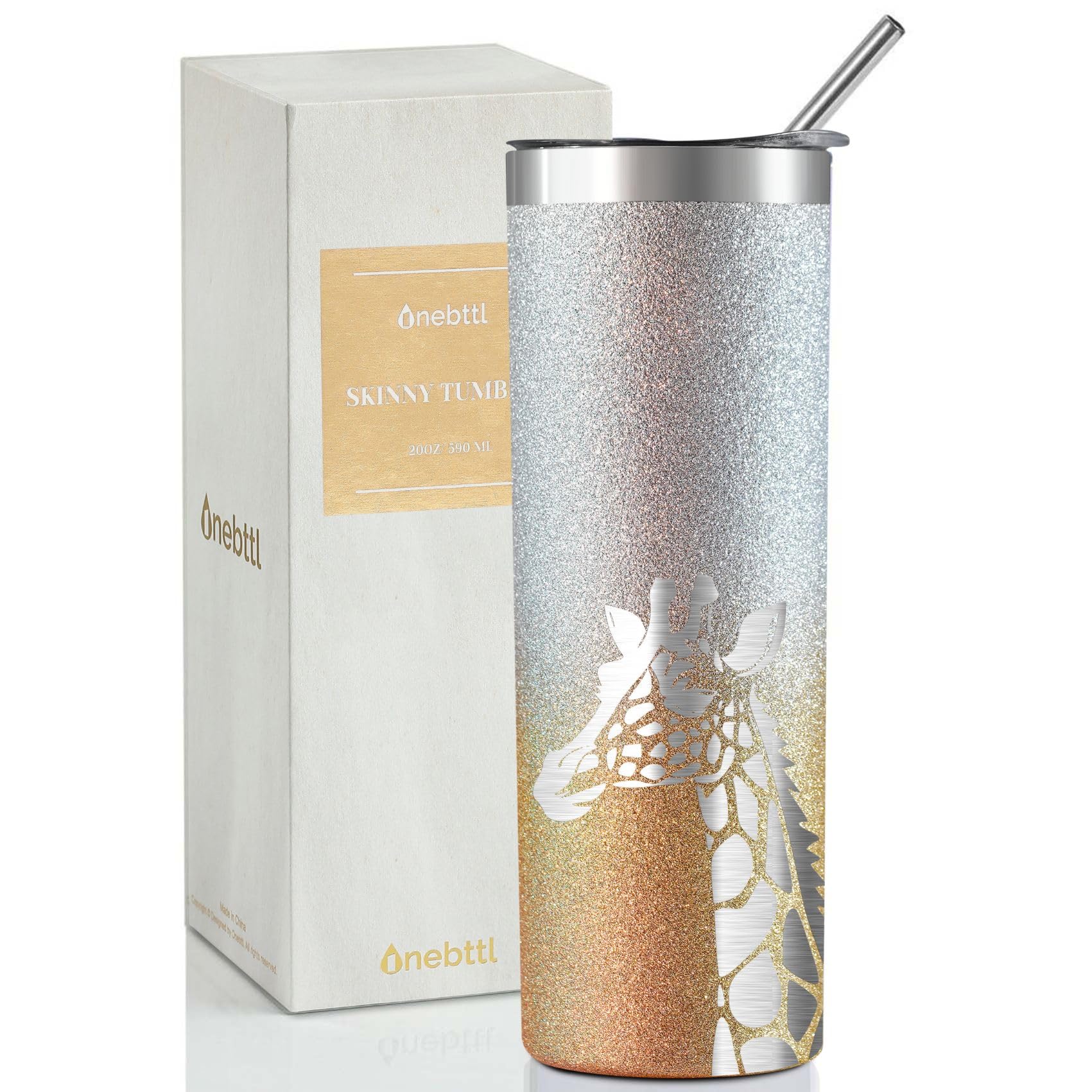 Onebttl giraffe-design tumbler, ideal for daily beverages and gifting