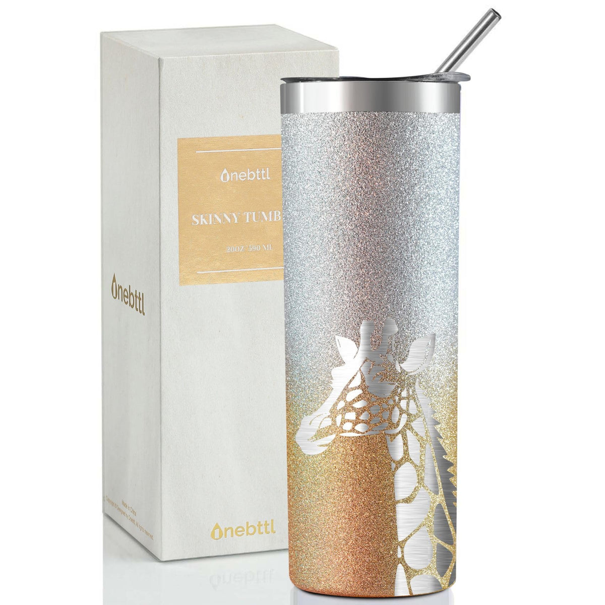 Onebttl giraffe-design tumbler, ideal for daily beverages and gifting