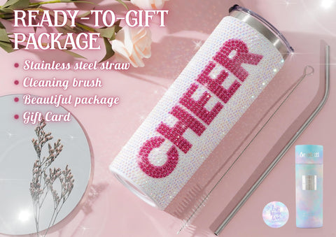Onebttl Glitter tumbler gift idea for cheer squads and coaches.