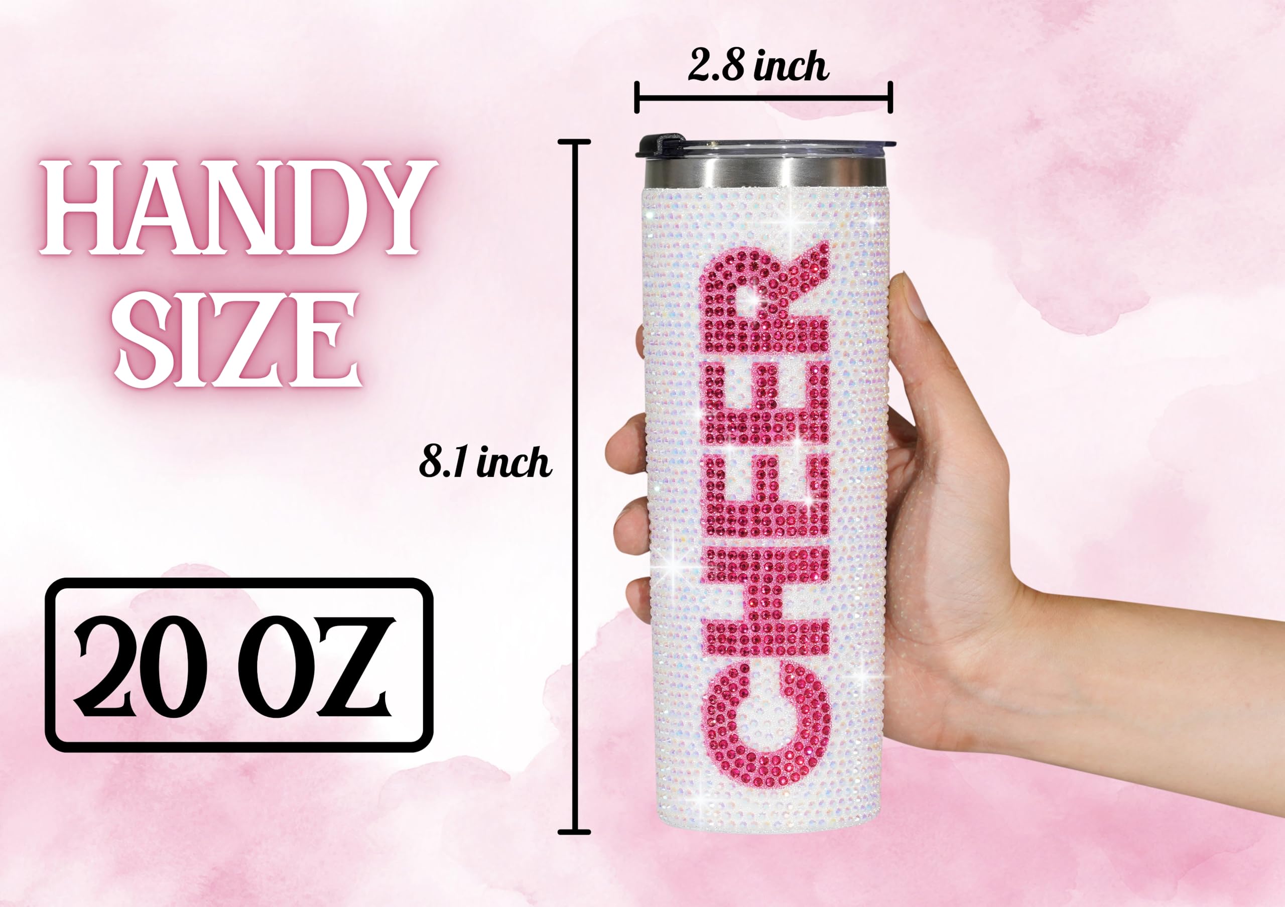 Onebttl Glitter tumbler includes straw brush for easy maintenance.