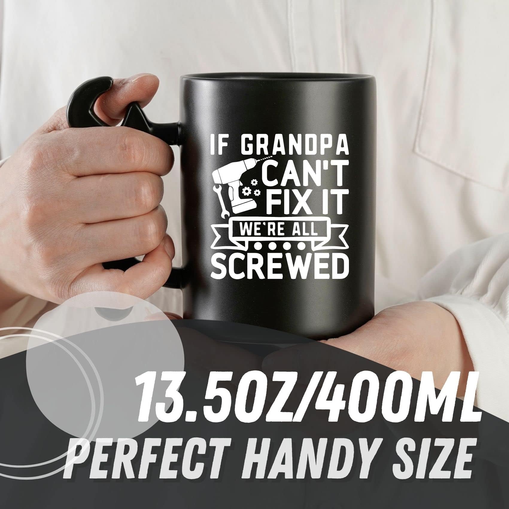 Onebttl grandpa mug glaze closeup, showing smooth ceramic finish.