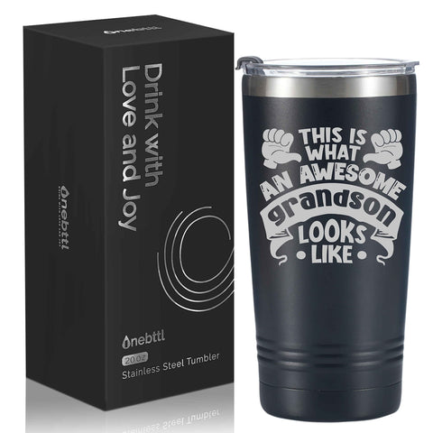 Onebttl Grandson Gifts Tumbler lid close view showing secure seal for on the go