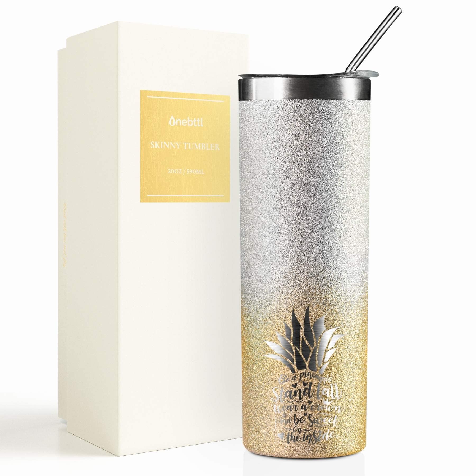 Onebttl Pineapple Glitter Tumbler 20oz on the go hydration
