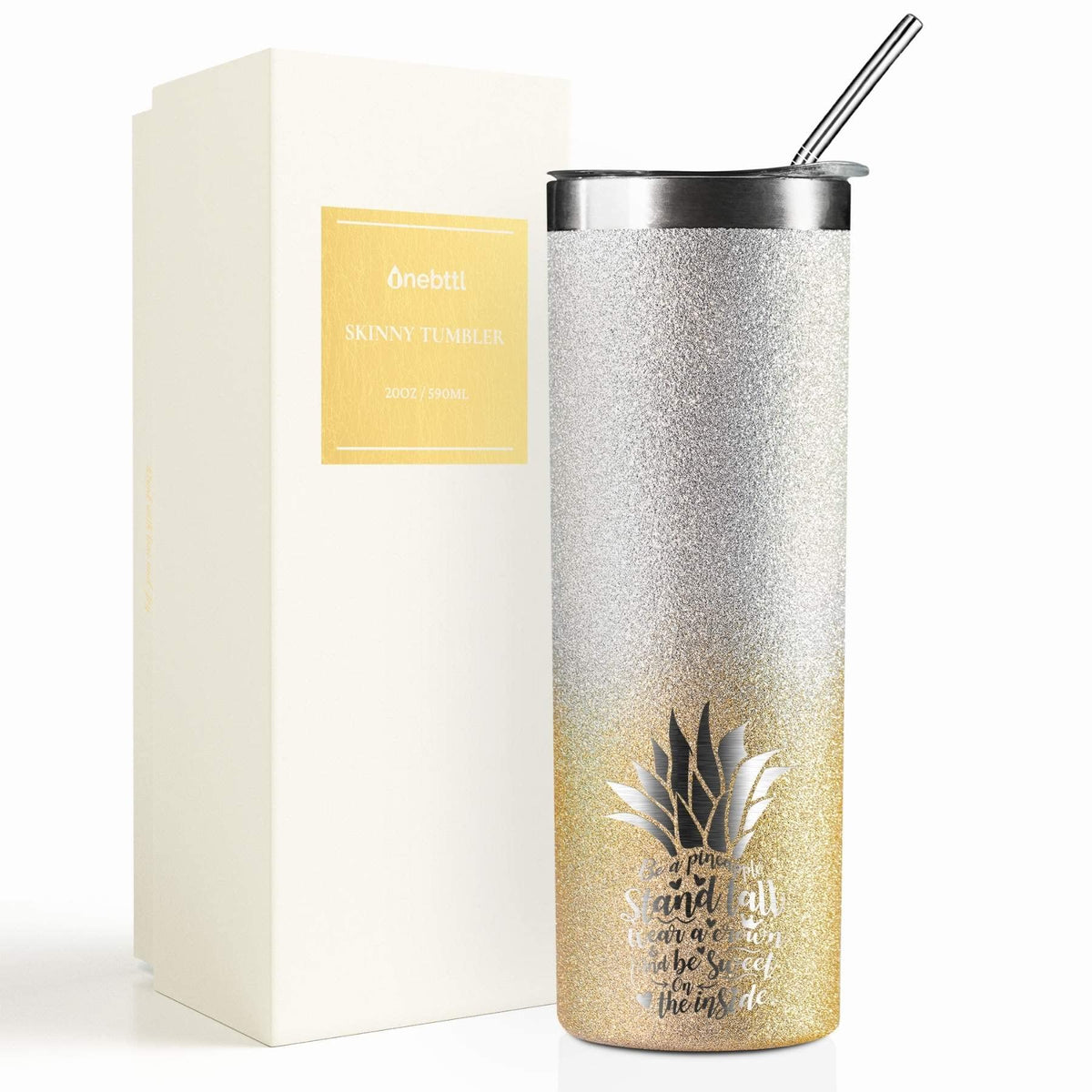 Onebttl Pineapple Glitter Tumbler 20oz on the go hydration