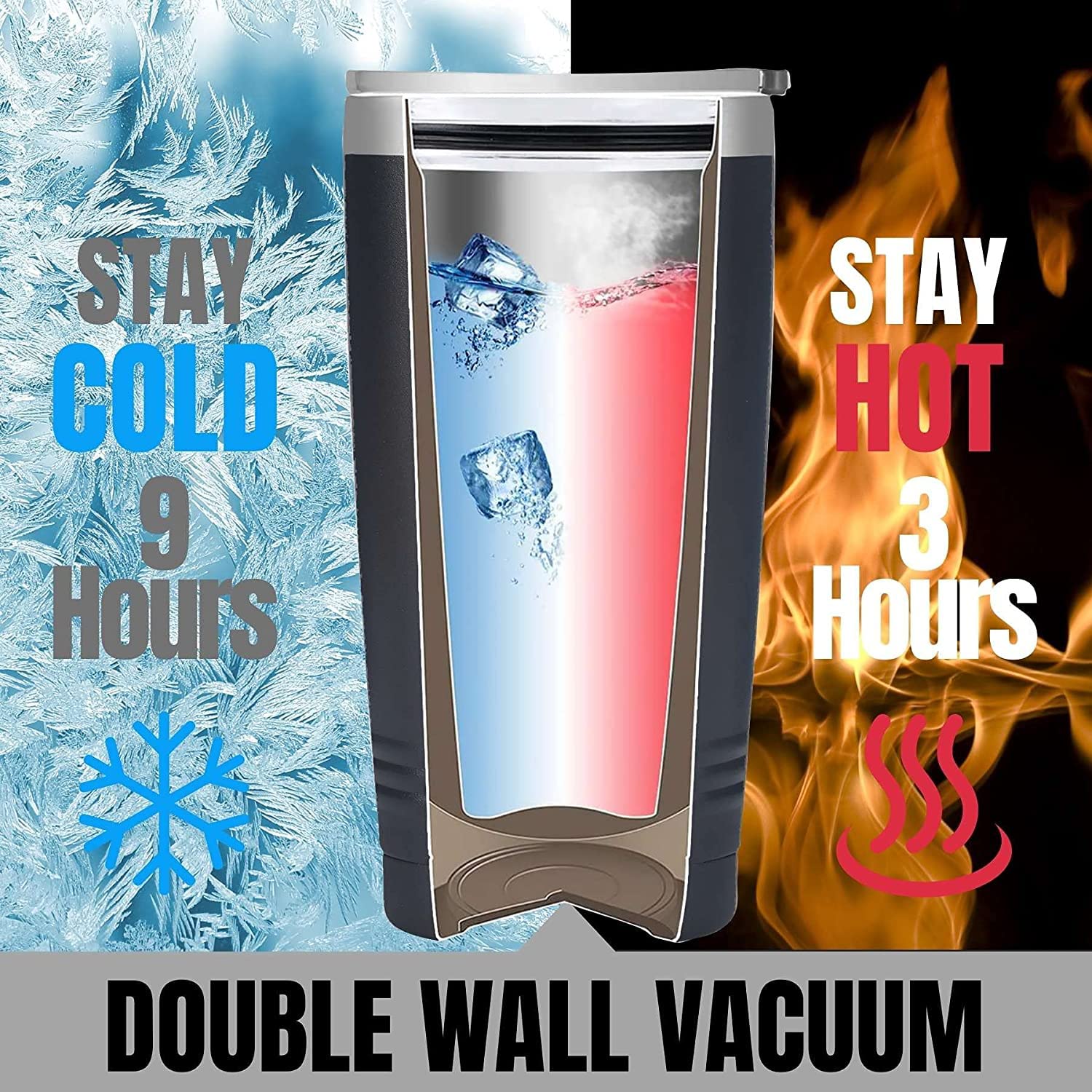 Onebttl tumbler demonstrates temperature retention for hot or cold drinks.