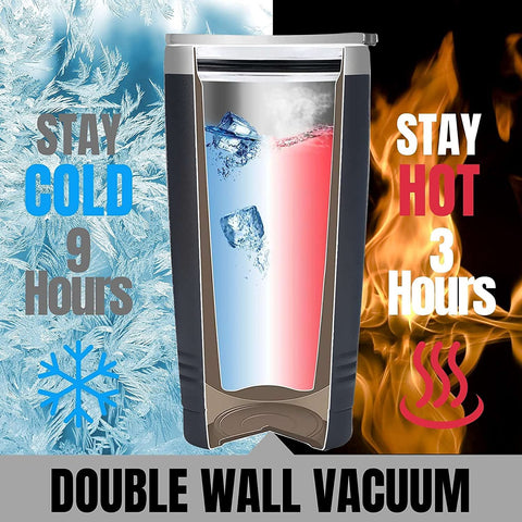 Onebttl tumbler demonstrates temperature retention for hot or cold drinks.