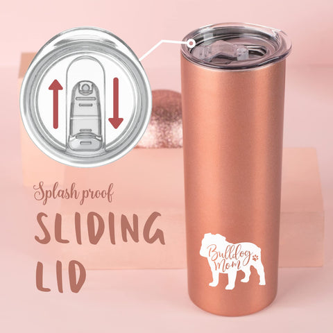 Onebttl rose gold 20oz tumbler lid closed highlights secure seal and temperature retention.