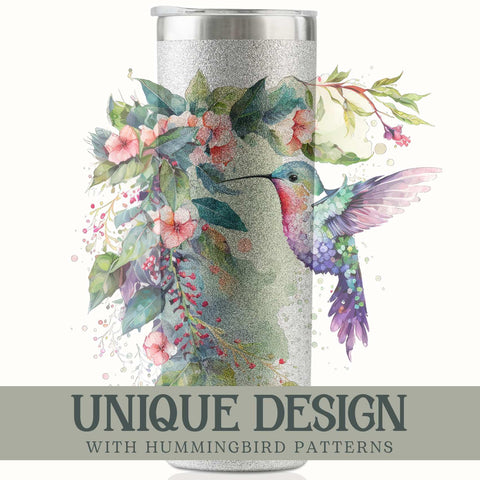 Onebttl silver hummingbird tumbler with straw for daily use