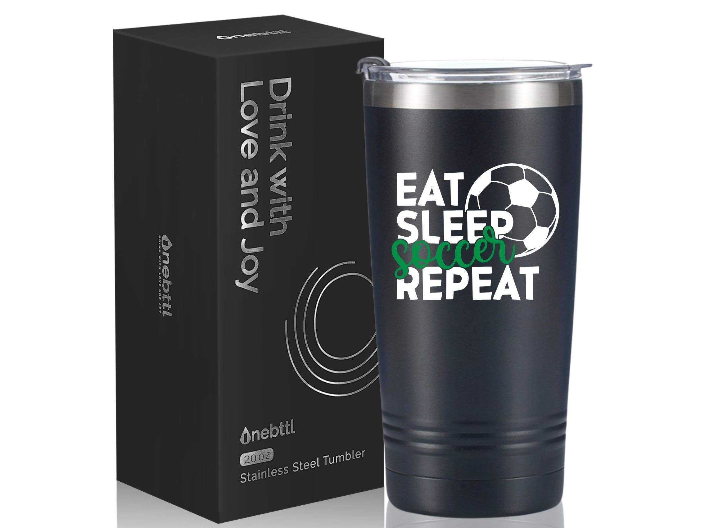 Onebttl soccer gifts coach travel mug in gift box, ideal for easy gifting.