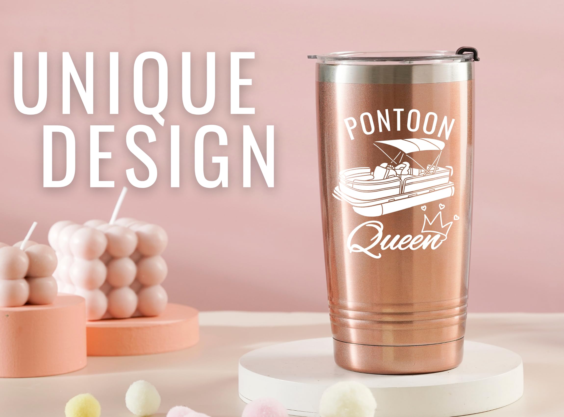 Onebttl spill-proof lid on rose-gold tumbler, prevents leaks during travel