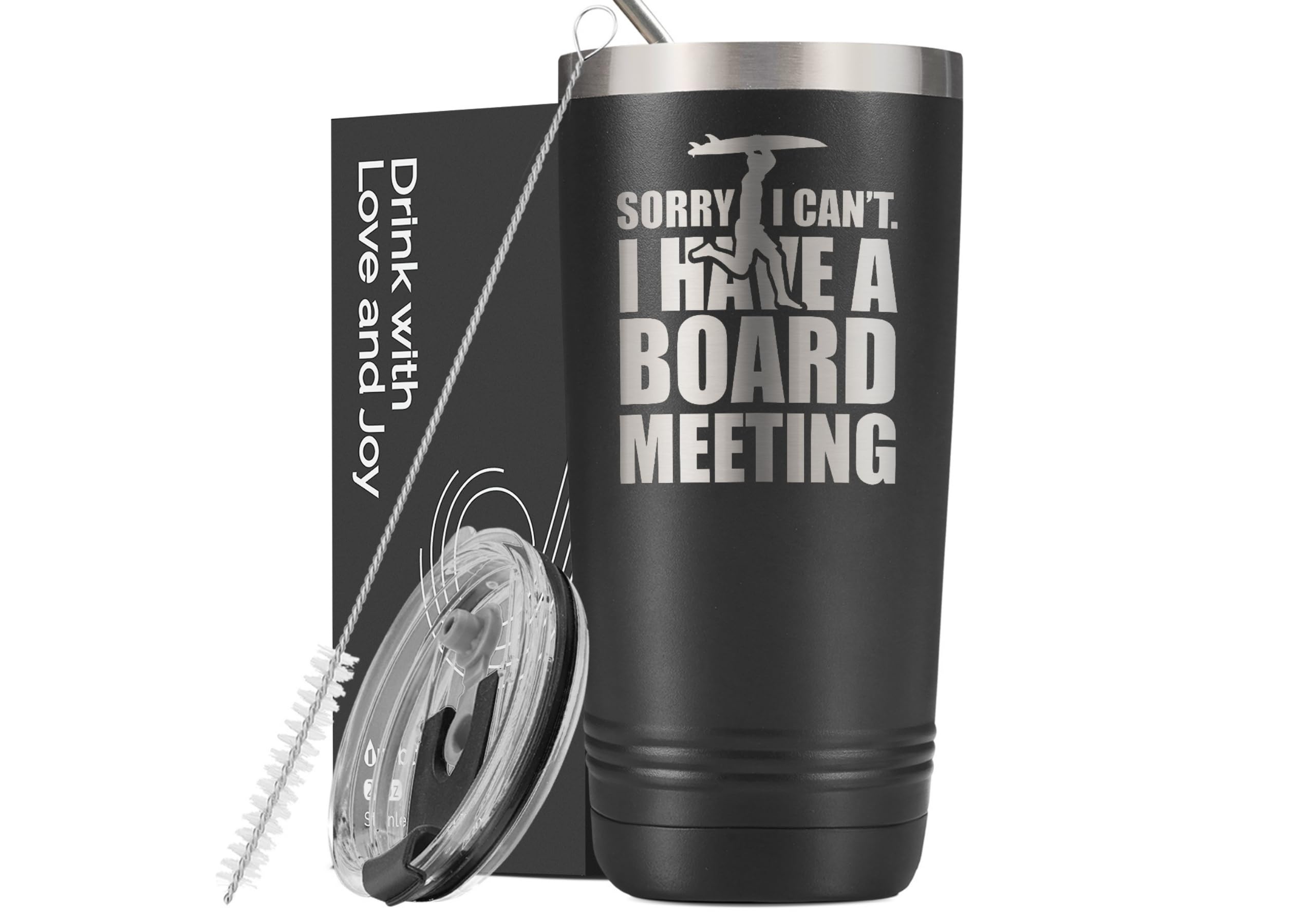 Onebttl Surfing Tumbler front view with lid for on-the-go hydration.