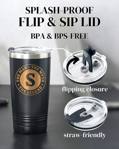 Onebttl travel tumbler with monogram, ideal for stylish on-the-go drinks.