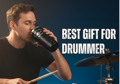 Onebttl tumbler laser-etched quote and drumstick design for percussion fans