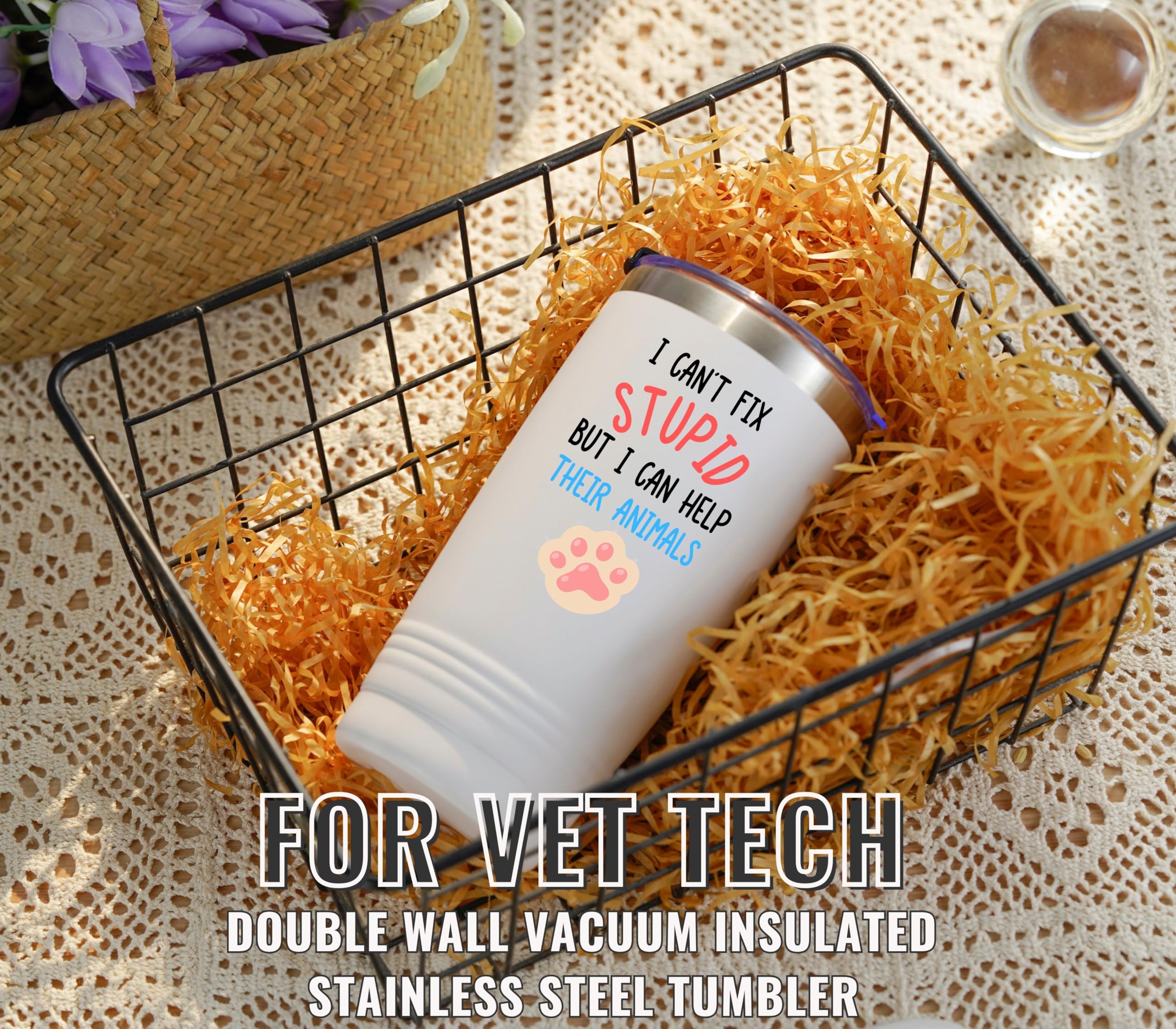 Onebttl Vet Tech tumbler front view highlights durable stainless steel