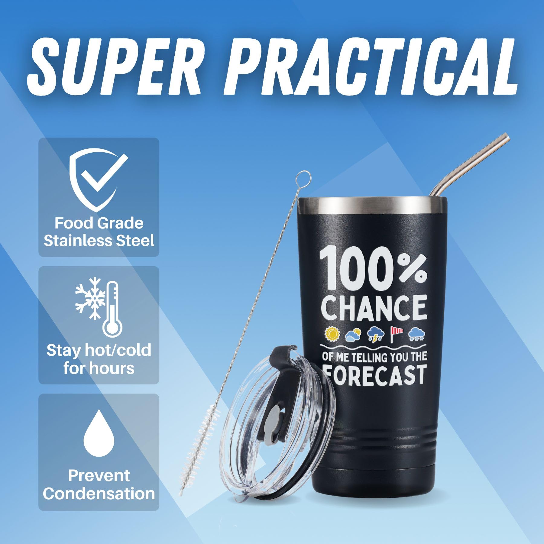 Onebttl Weather 20oz capacity image with ice demonstrates extended cold drinks