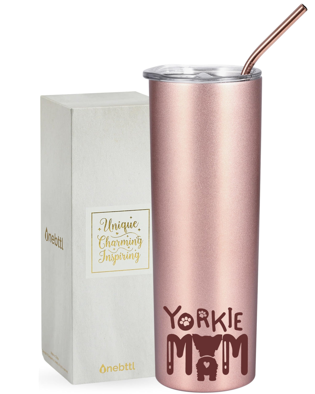 Onebttl Yorkie tumbler with gift-ready packaging for on-the-go hydration