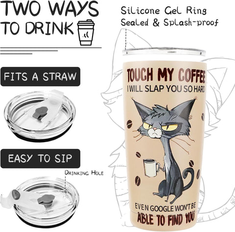ONECES cat tumbler slider-top lid prevents leaks and spills.