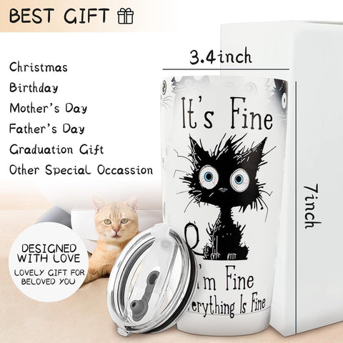 ONECES cat tumbler straw included, ideal for convenient sipping on the go.