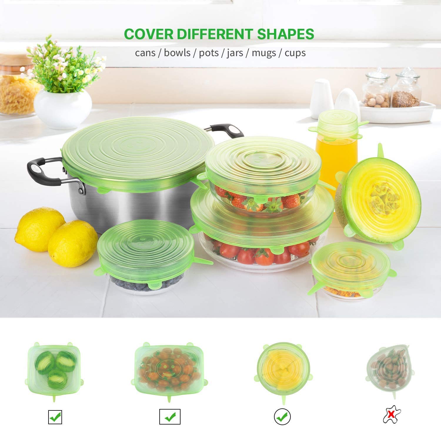 ONEGOL silicone lids keep fridge contents sealed and organized