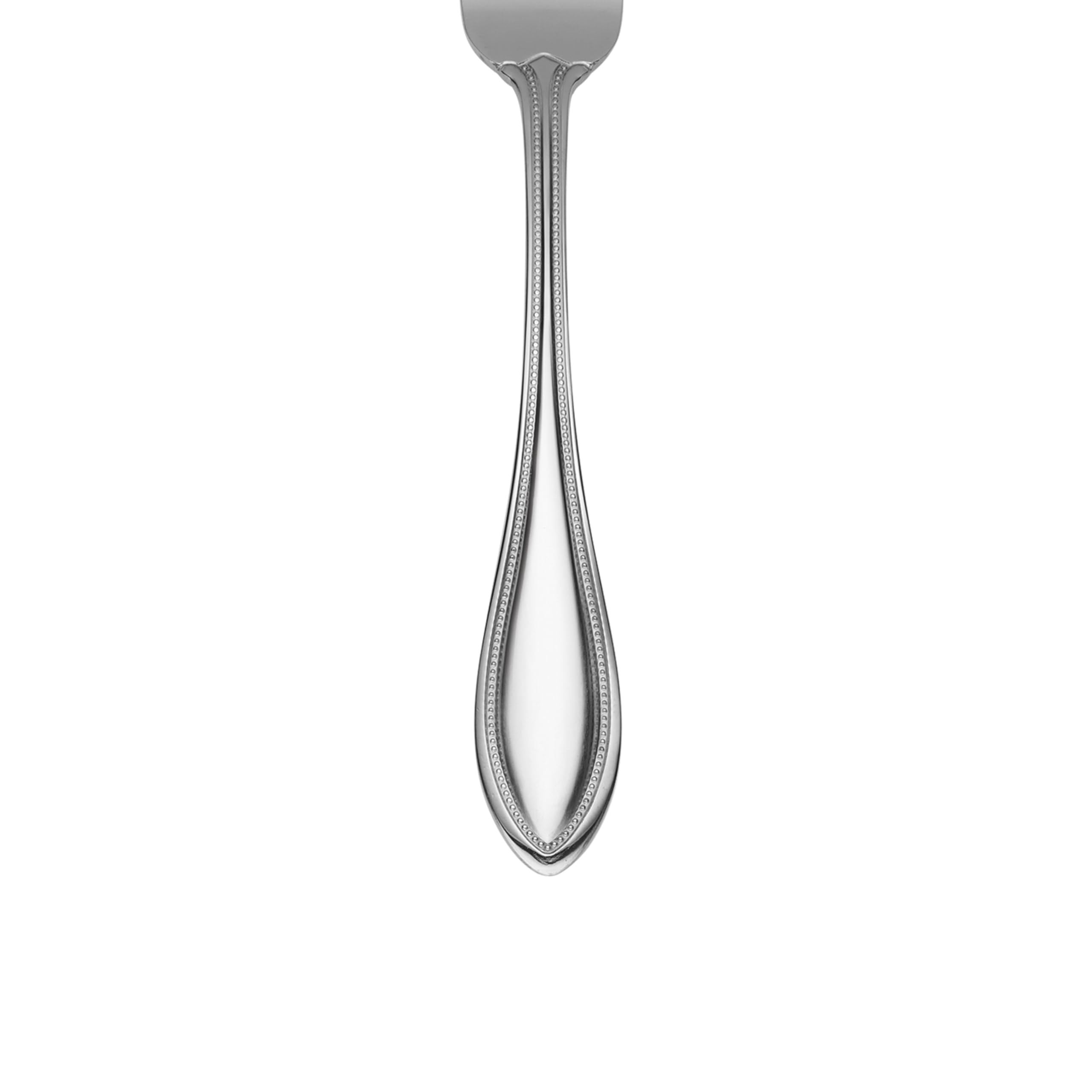 Oneida American Harmony teaspoon on table setting showing beaded border detail for classic style.