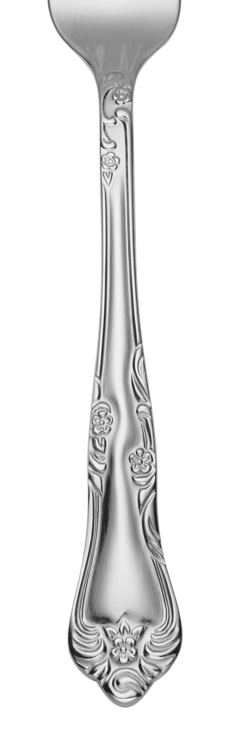 Oneida Azalea dinner spoon closeup with balanced, smooth feel