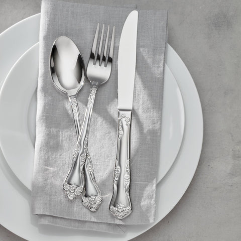 Oneida Azalea teaspoon closeup with refined detail for desserts