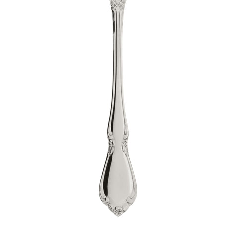 Oneida Chateau dinner fork close-up highlights fiddleback design and delicate scrollwork.