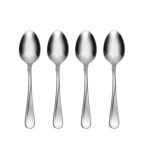 Oneida Flight everyday teaspoons with mirror finish on table for everyday dining.