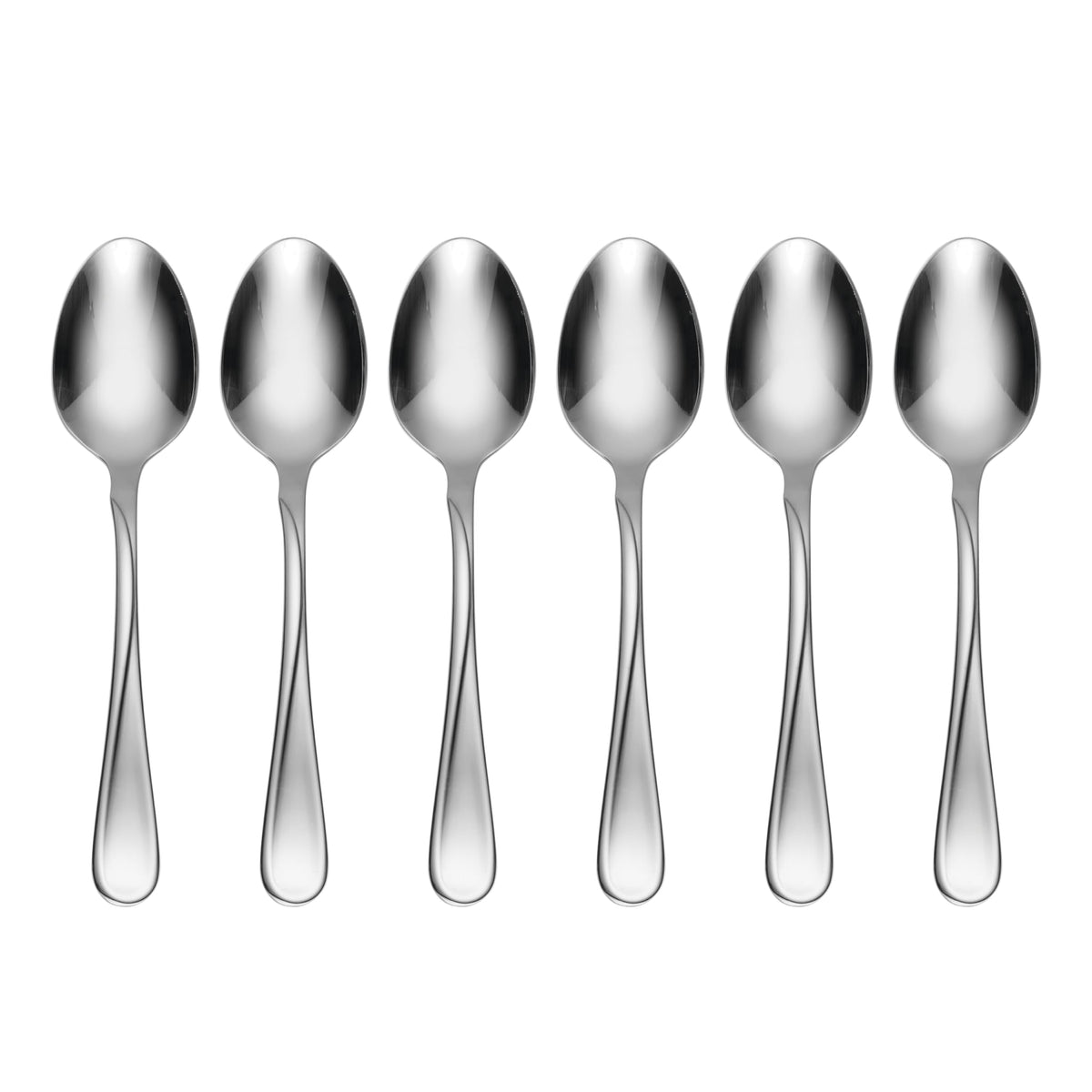 Oneida Flight 6-piece teaspoon set in stainless steel for daily dining.
