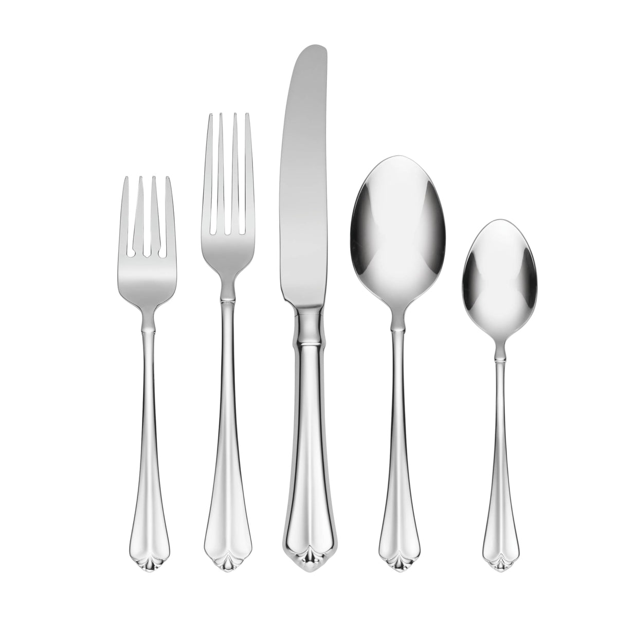 Oneida Juilliard 45-piece flatware set with a mirror finish for elegant dining.