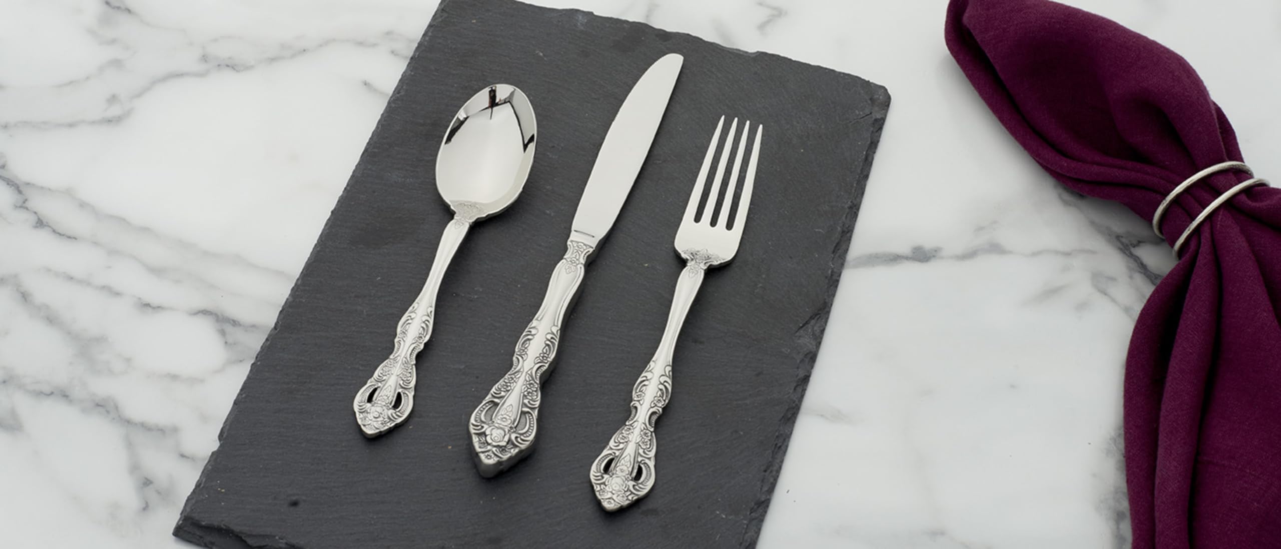Oneida Michelangelo flatware brushed finish close-up adding timeless elegance