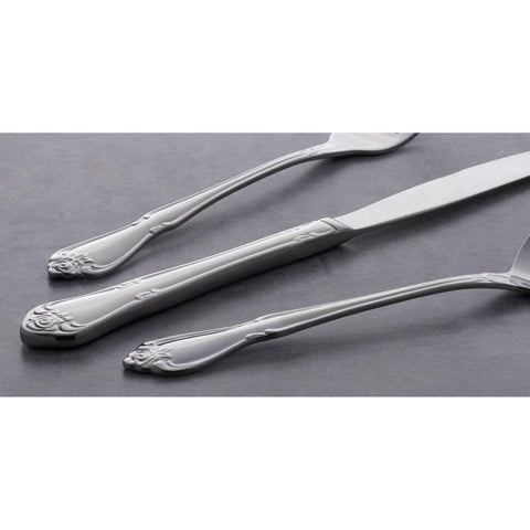 Oneida True Rose teaspoon on dining scene conveys everyday elegance.