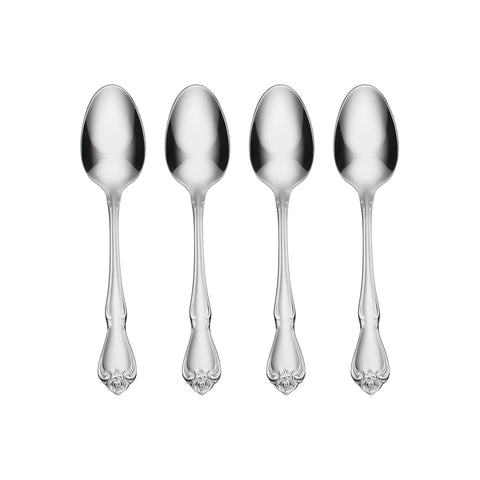 Oneida True Rose teaspoon front view showing elegant, vintage-inspired design for daily use.