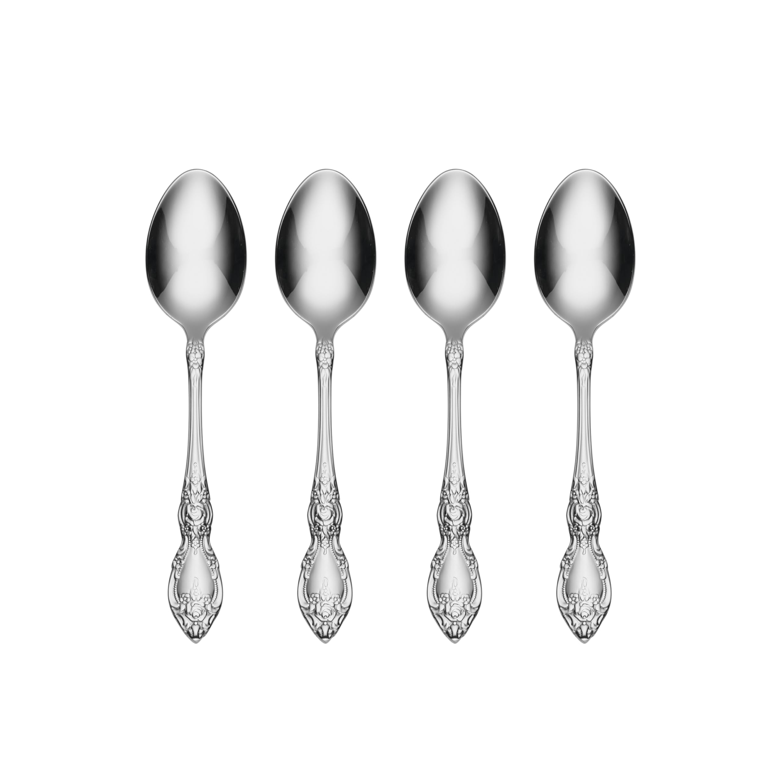 Oneida Wordsworth teaspoons with flowers-on-handle design for elegant everyday dining.