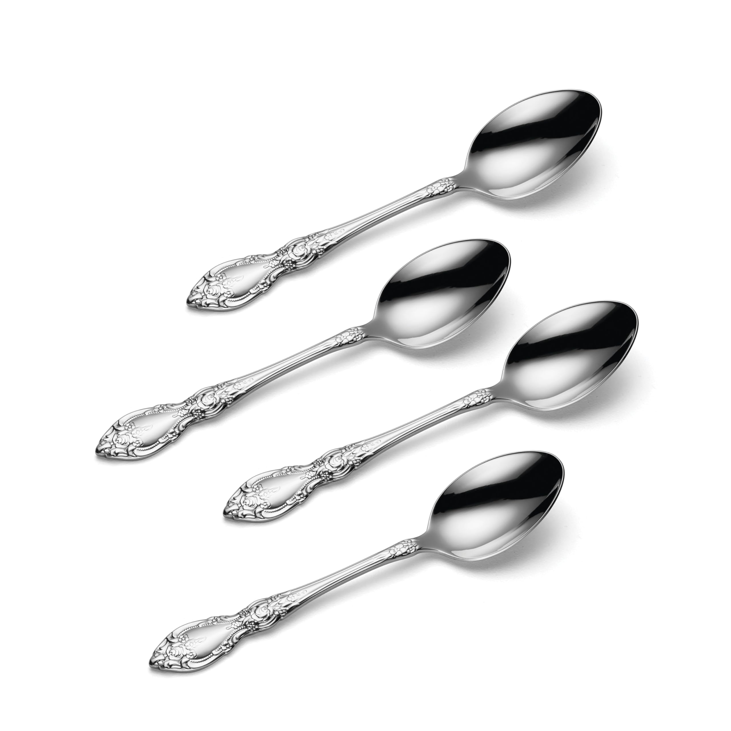 Oneida Wordsworth teaspoons with mirror finish enhancing a polished table setting.