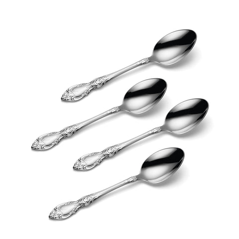 Oneida Wordsworth teaspoons with mirror finish enhancing a polished table setting.