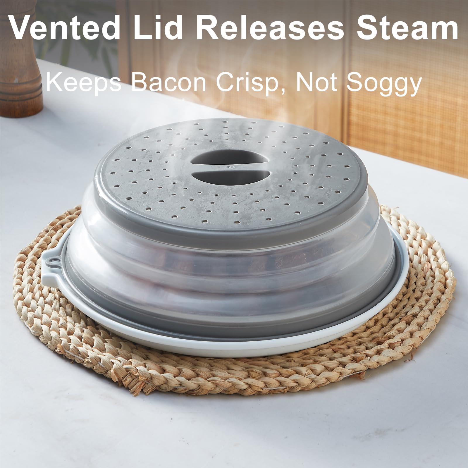 ONEMORE 11inch bacon dish; microwave and oven safe for versatile cooking.
