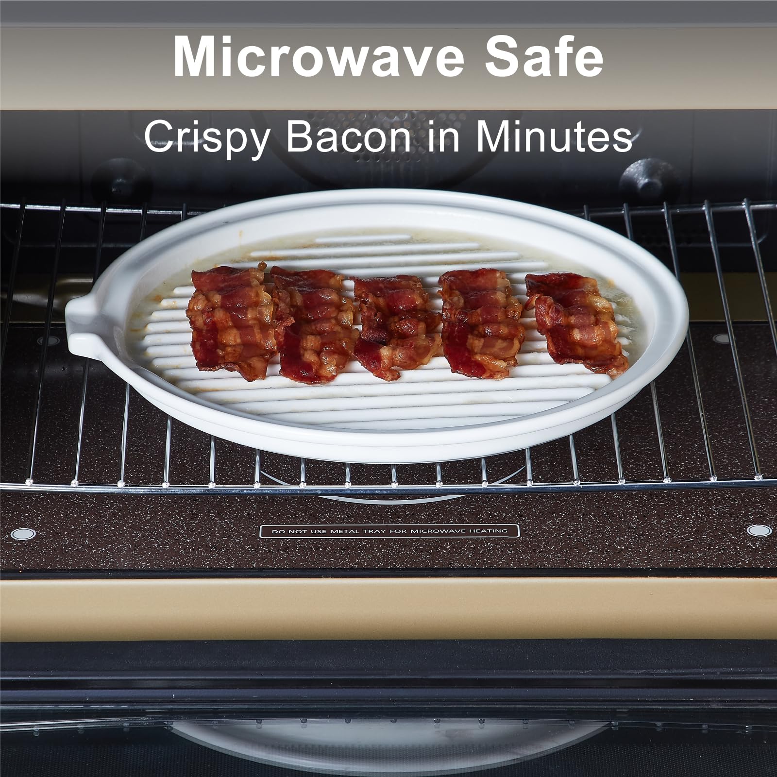 ONEMORE bacon rack lid; helps contain grease during cooking.