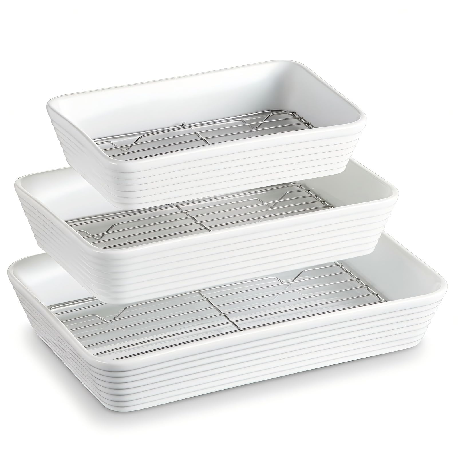 ONEMORE large pan with rack for even roasting and crisp edges.