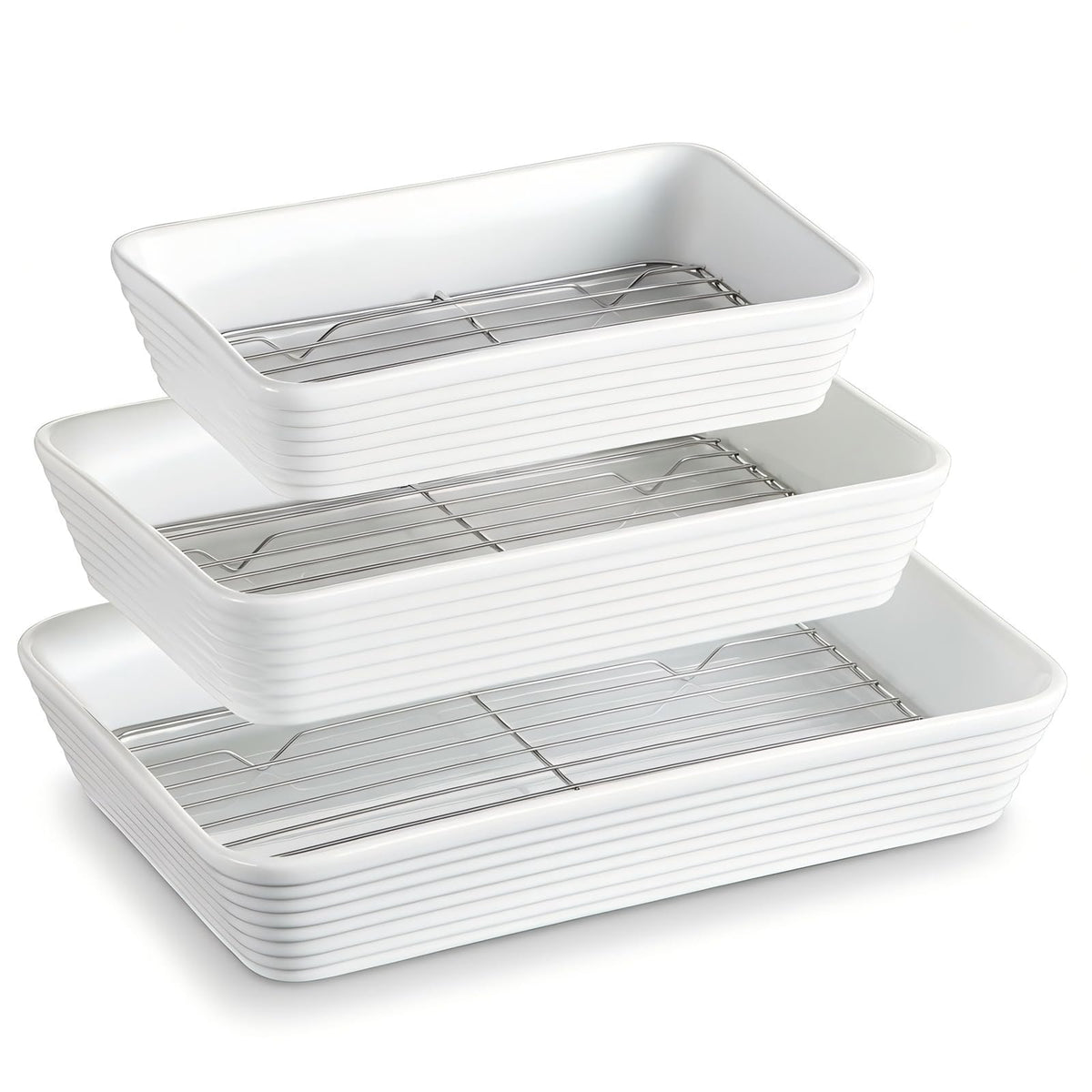 ONEMORE large pan with rack for even roasting and crisp edges.