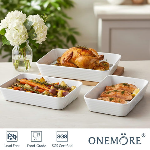 ONEMORE medium pan with rack ideal for casseroles and even heat.
