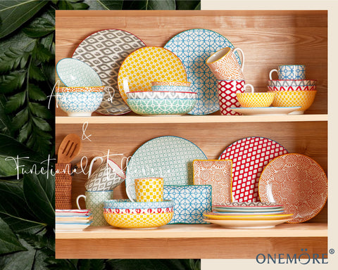 ONEMORE varied color palette enhances table setting and mood