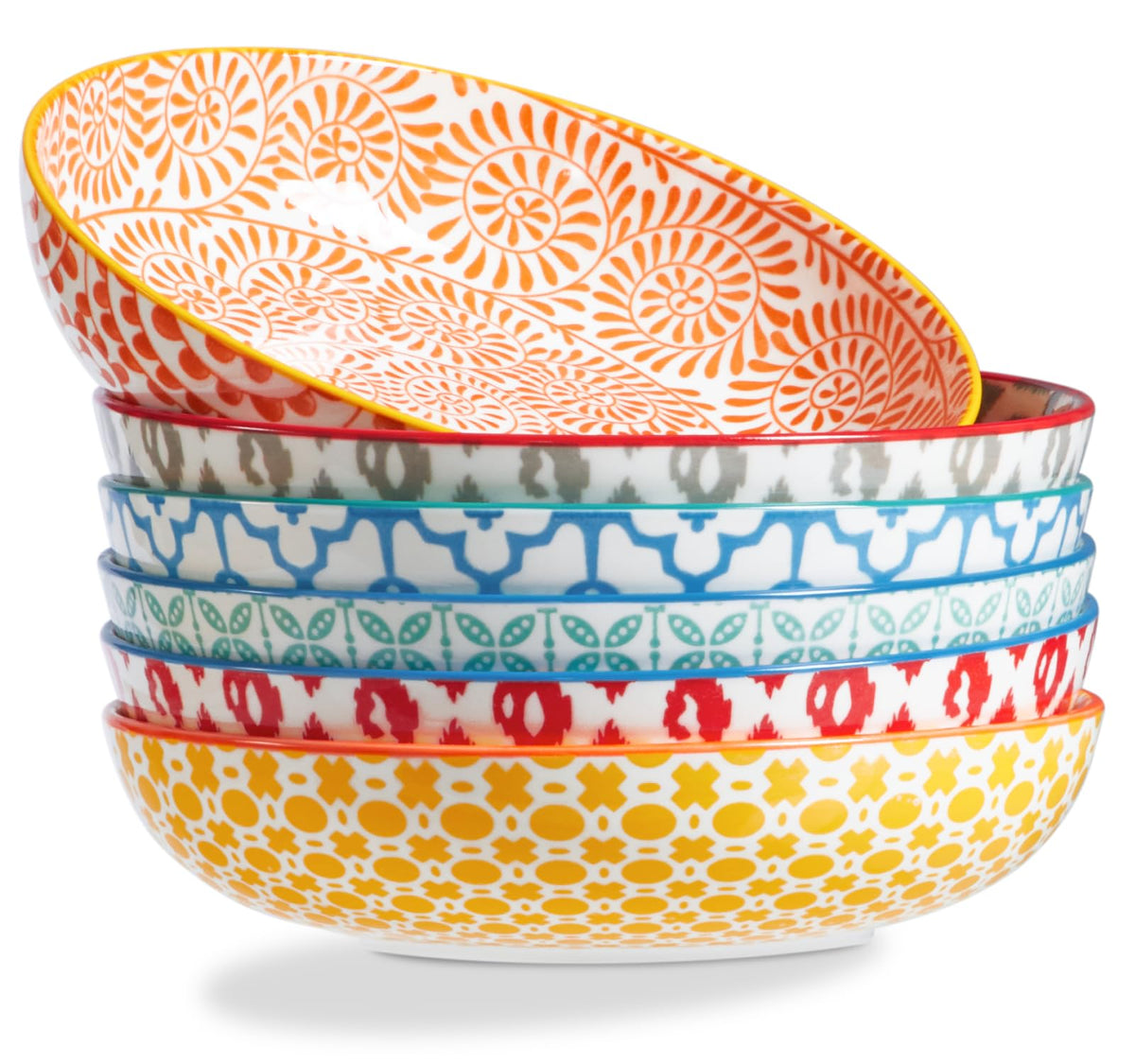 ONEMORE colorful pasta bowls front view for vibrant dinner presentation