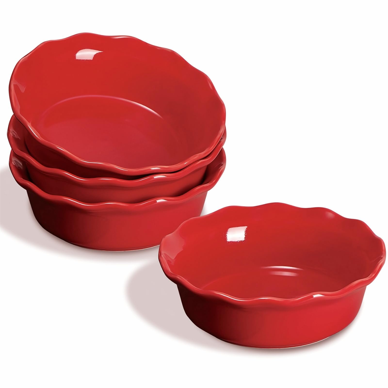 ONEMORE pie pans 6-8 inch set in red for versatile mini pies.